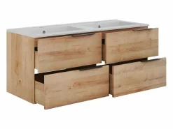 Mueble doble lavabo con columna - Acabado natural claro - 120 cm - NISAYA^Vente-unique Sale