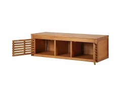 Vente-unique Mueble doble lavabo de madera de acacia - Mueble de baño - 130 cm - PENEBEL Color natural oscuro Outlet