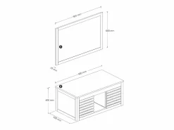 Vente-unique Mueble doble lavabo de madera de acacia y espejo - 90 cm - PENEBEL Color natural oscuro Discount