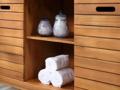Mueble doble lavabo de madera de acacia - Mueble de baño - 130 cm - PULUKAN^Vente-unique