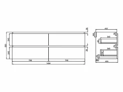 Vente-unique Mueble De Baño Con Doble Lavabo|Mueble doble lavabo de sobreponer - Color natural claro y negro - 150 cm - SABURI