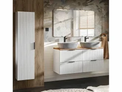 Petits-Meubles Mueble doble lavabo efecto piedra 120 cm Adriel Blanco Discount