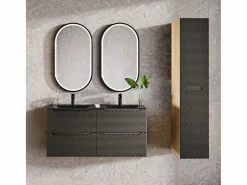 Petits-Meubles Mueble doble lavabo encastrado 120cm 4 cajones Elora y madera Negro Best
