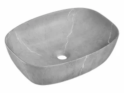 Petits-Meubles Mueble doble lavabo imitación piedra 140cm 2 compartimientos Adriel Cachemira y Madera Beige / Color natural claro Sale