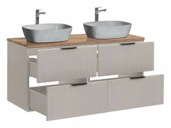 Petits-Meubles Mueble doble lavabo imitación piedra 120cm Adriel Cachemira y Madera Beige / Color natural claro