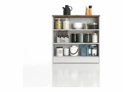 Mueble estantería de cocina Sole con 3 estantes brillo y roble 90x90x25 cm Blanco New