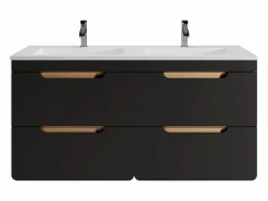 Mueble flotante con lavabo integrado, natural y antracita, 120 cm, ARUBA^Vente-unique Discount
