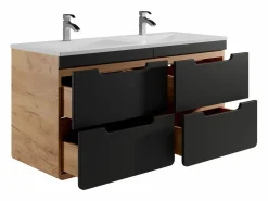 Mueble flotante con lavabo integrado, natural y antracita, 120 cm, ARUBA^Vente-unique Discount