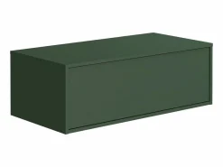 Vente-unique Mueble De Baño Simple|Mueble flotante de baño con lavabo individual, verde y blanco, 2 cajones, 94 cm, TEANA