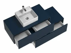 Vente-unique Mueble flotante de baño con lavabo sencillo, color , 2 cajones, 94 cm, TEANA Azul oscuro Online