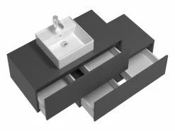 Mueble flotante de baño con lavabo, , 2 cajones, 94 cm, TEANA^Vente-unique Discount