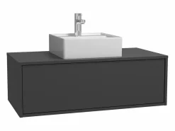 Vente-unique Mueble flotante de baño con lavabo, , 94 cm, TEANA Gris antracita