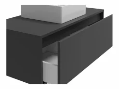 Vente-unique Mueble flotante de baño con lavabo, , 94 cm, TEANA Gris antracita