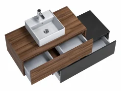 Mueble flotante de baño en tonos naturales oscuros y antracita, 2 cajones, TEANA^Vente-unique Outlet