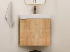Vente-unique Mueble De Aseo|Mueble flotante esquinero con lavabo en con lavabo L56 x A50 x P39 cm, MANODO