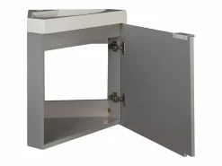 Vente-unique Mueble flotante esquinero con lavabo mate con lavabo L56 x Alt. 50 x P39 cm, MANODO Gris