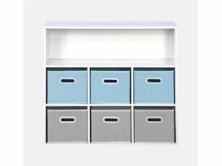 Sweeek Mueble infantil con 6 cestas de terciopelo Azul Outlet
