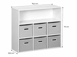 Sweeek Mueble infantil con 6 cestas de terciopelo Azul Outlet