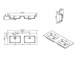 STANO Mueble De Baño Con Doble Lavabo|Mueble Lavabo + Lavabo 120 cm MONTADO - Roble Claro VERONA
