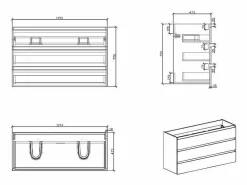 STANO Mueble De Baño Con Doble Lavabo|Mueble Lavabo + Lavabo 120 cm MONTADO - Roble Claro VERONA