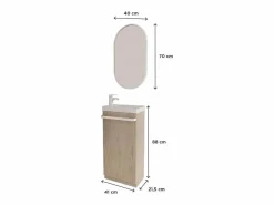 Mueble lavabo + lavabo + espejo JOHANN Color natural claro Best