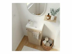 Mueble lavabo + lavabo + espejo JOHANN Color natural claro Best