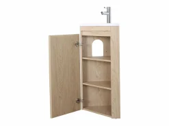 Mueble lavabo de esquina SORRENTO con lavabo de resina Marru00f3n