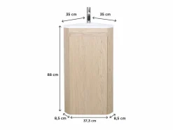 Mueble lavabo de esquina SORRENTO con lavabo de resina Marru00f3n