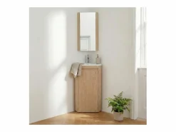 Mueble lavabo de esquina SORRENTO con lavabo de resina Marru00f3n