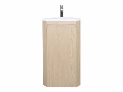 Mueble lavabo de esquina SORRENTO con lavabo de resina Marru00f3n