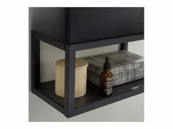 Mueble lavabo de pared NOVA de metal y madera con lavabo de resina de 40x50cm Negro