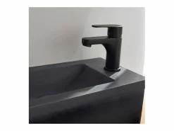 Mueble lavabo de pared NOVA de metal y madera con lavabo de resina de 40x50cm Negro