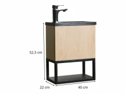 Mueble lavabo de pared NOVA de metal y madera con lavabo de resina de 40x50cm^ Clearance