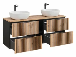 Petits-Meubles Mueble lavabo doble 140cm 2 nichos Gaia Madera y Negro Discount