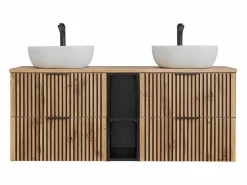 Petits-Meubles Mueble lavabo doble 140cm 2 nichos Gaia Madera y Negro Discount