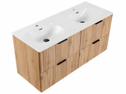 Petits-Meubles Mueble lavabo doble encastrado 120cm Adriel Madera Color natural claro Sale