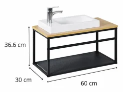 Mueble lavabo grande WILO con lavabo de resina de 60 cm Blanco Sale