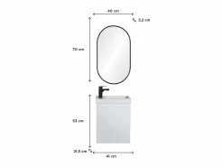 Mueble lavabo LISA + espejo ovalado Blanco