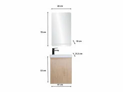 Mueble lavabo LISA + estante espejo Color natural claro Online