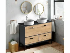 Mueble Lavabo para Baño color imitación Mármol, Roble Color natural claro Discount
