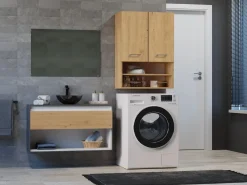 Mueble Para Lavadora|Mueble lavadora, 30 x 64 x 90 cm, Roble Artesano
