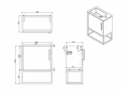 Vente-unique Mueble lavamanos para fijar a la pared, color natural claro y negro, Ancho 40 x Alt. 52 x Prof. 22 cm, LOPENA Color natural claro / Blanco Hot