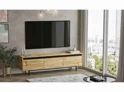 Mueble Luvio Tv Patas De Metal 160 Cm Fieltro-Negro^Venprodin