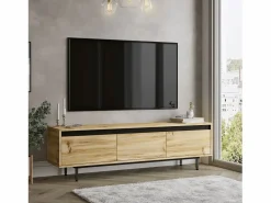 Mueble Luvio Tv Patas De Metal 160 Cm Fieltro-Negro^Venprodin