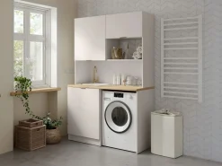 Vente-unique Mueble multifunción para cocina y lavadero - Con encimera 120 cm - Beige y natural - CARMEO Beige / Color natural claro Best