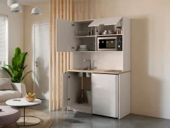 Vente-unique Mueble multifunción para cocina y lavadero - Con encimera 120 cm - Beige y natural - CARMEO Beige / Color natural claro Best