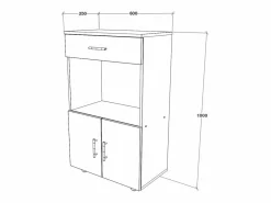 Vitrina Para Vajilla|Mueble móvil de cocina haaus Arno, 1 cajón, 2 puertas, , 60 x 35 x 100 cm