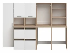 Mueble para 2 lavadoras con almacenamiento - Natural claro y blanco - L269 x A184 - ERKANO^Vente-unique Hot