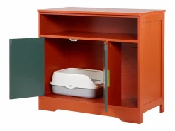 Higiene Y Cuidado De Mascotas|Mueble para Caja de Arena SucceBuy Gato Armario Esconder Casa de Baño de Gato Interior Moderno, Nicho Esconder-arena en Madera, Compatible, 79,2x43x71 cm,