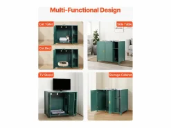 Mueble para Caja de Arena SucceBuy Gato Autolimpiante Armario Esconder Casa Baño Gato, Nicho Esconder-arena, con Separador Extraíble, Toma de Corriente, Verde Sale